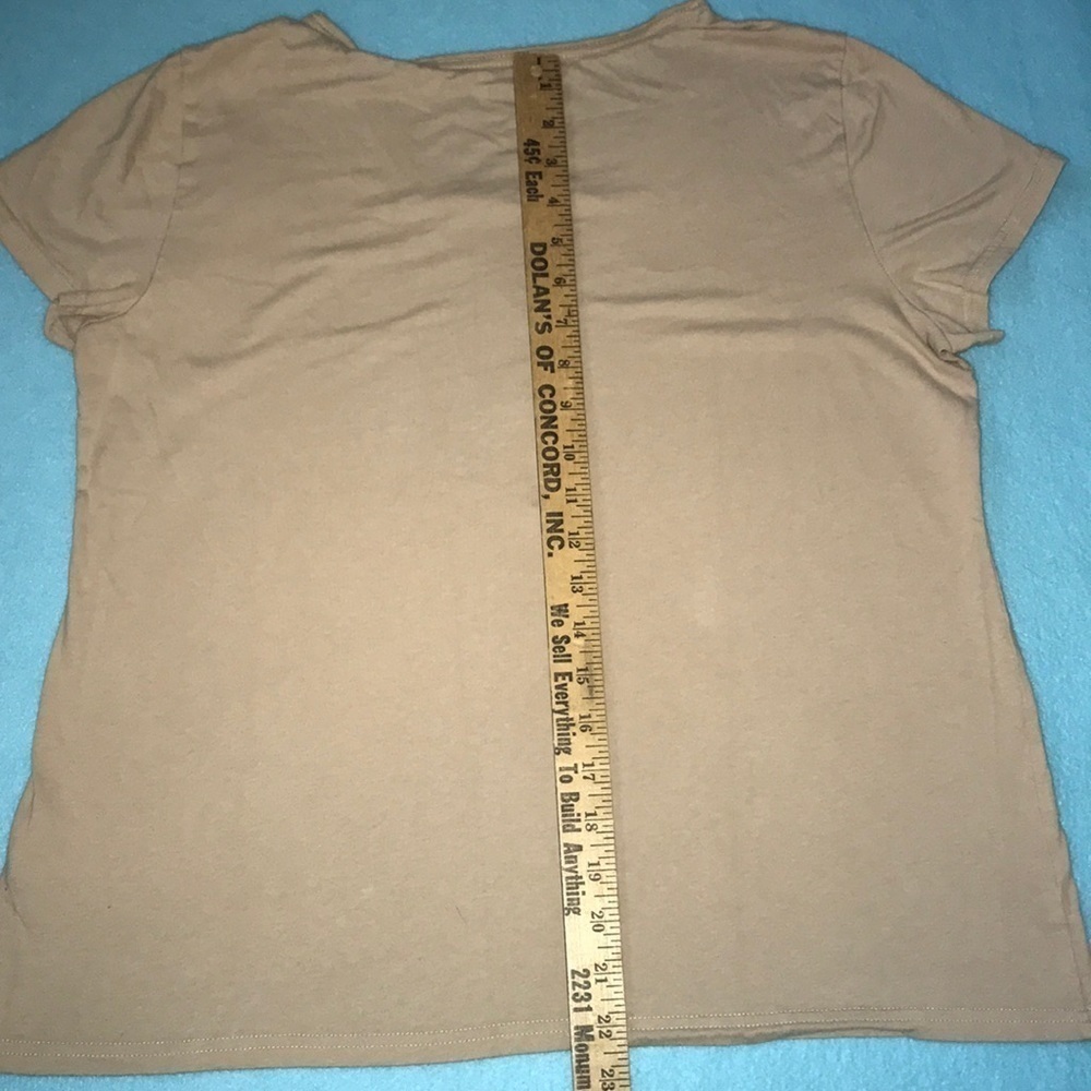 𝅺Basic Editions floral inset cotton short sleeve top size L - Picture 5 of 7